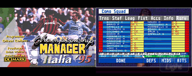 Championship Manager Italia '95 - Double Barrel Screenshot