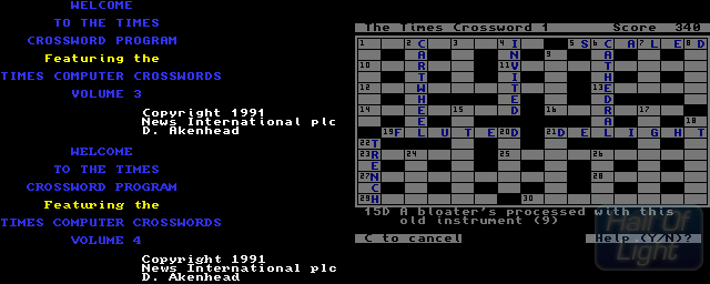 Times Computer Program: Times Computer Crosswords Volume 3 & 4 - Double Barrel Screenshot