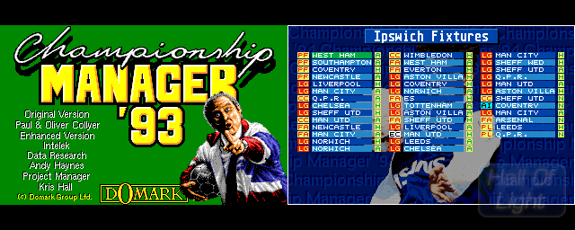 Championship Manager 94: The 1993/94 Season Data Up-date Disk - Double Barrel Screenshot